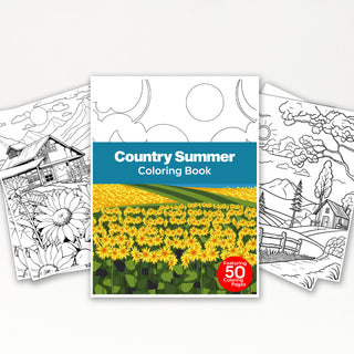 50 Radiant Country Summer Printable Coloring Pages For Kids & Adults (INSTANT DOWNLOAD)