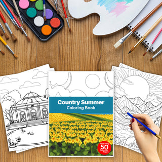 50 Radiant Country Summer Printable Coloring Pages For Kids & Adults (INSTANT DOWNLOAD)