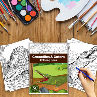 50 Crocodile & Gator Printable Coloring Pages For Kids & Adults (INSTANT DOWNLOAD)