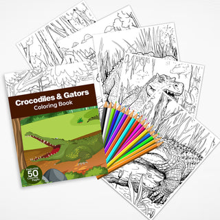 50 Crocodile & Gator Printable Coloring Pages For Kids & Adults (INSTANT DOWNLOAD)