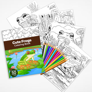 50 Cute Frog Printable Coloring Pages For Kids & Adults (INSTANT DOWNLOAD)