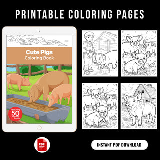 50 Adorable Pig Printable Coloring Pages For Kids & Adults (INSTANT DOWNLOAD)