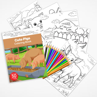 50 Adorable Pig Printable Coloring Pages For Kids & Adults (INSTANT DOWNLOAD)