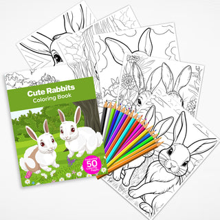 50 Playful Rabbit Printable Coloring Pages For Kids & Adults (INSTANT DOWNLOAD)