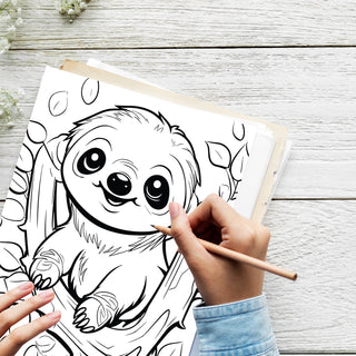 50 Tranquil Sloth Printable Coloring Pages For Kids & Adults (INSTANT DOWNLOAD)