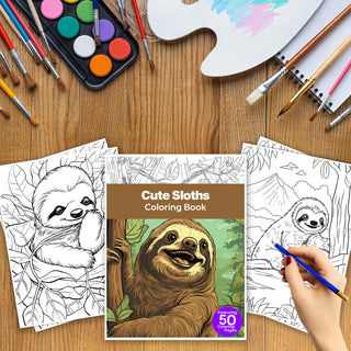 50 Tranquil Sloth Printable Coloring Pages For Kids & Adults (INSTANT DOWNLOAD)