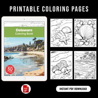 50 Delightful Delaware Printable Coloring Pages For Kids & Adults (INSTANT DOWNLOAD)