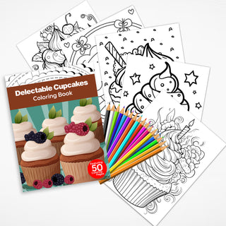 50 Delectable Cupcake Printable Coloring Pages For Kids & Adults (INSTANT DOWNLOAD)