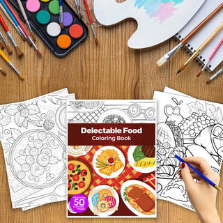 50 Delectable Food Printable Coloring Pages For Kids & Adults (INSTANT DOWNLOAD)