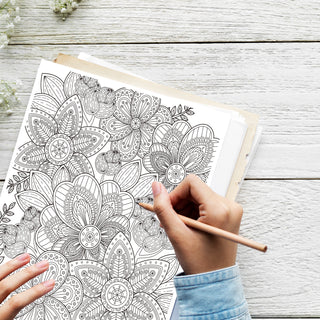 50 Delicate Flower Printable Coloring Pages For Kids & Adults (INSTANT DOWNLOAD)