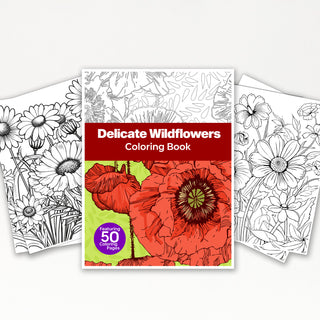 50 Delicate Wildflowers Printable Coloring Pages For Kids & Adults (INSTANT DOWNLOAD)