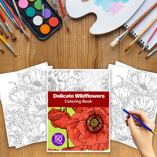 50 Delicate Wildflowers Printable Coloring Pages For Kids & Adults (INSTANT DOWNLOAD)