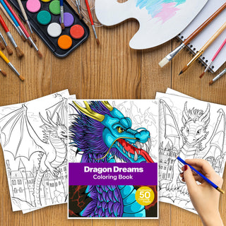 50 Dragon Dream Printable Coloring Pages For Kids & Adults (INSTANT DOWNLOAD)