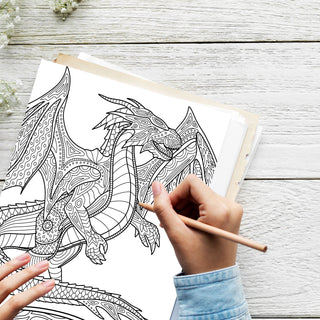 50 Enthralling Dragons And Knights Printable Coloring Pages For Kids & Adults (INSTANT DOWNLOAD)