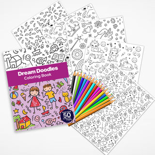 50 Dream Doodle Printable Coloring Pages For Kids & Adults (INSTANT DOWNLOAD)