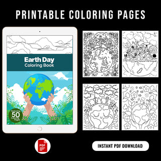 50 Earth Day Printable Coloring Pages For Kids & Adults (INSTANT DOWNLOAD)