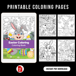 50 Easter Coloring Book Printable Coloring Pages For Kids & Adults (INSTANT DOWNLOAD)