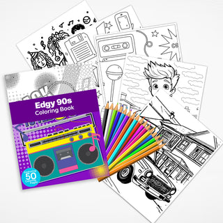 50 Edgy 90s Printable Coloring Pages For Kids & Adults (INSTANT DOWNLOAD)