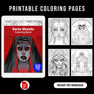 50 Eerie Ghost Printable Coloring Pages For Kids & Adults (INSTANT DOWNLOAD)