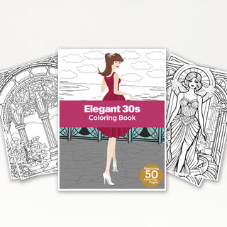 50 Elegant 30s Printable Coloring Pages For Kids & Adults (INSTANT DOWNLOAD)