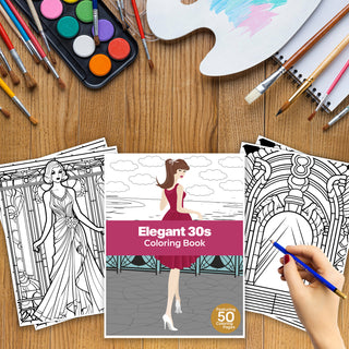 50 Elegant 30s Printable Coloring Pages For Kids & Adults (INSTANT DOWNLOAD)