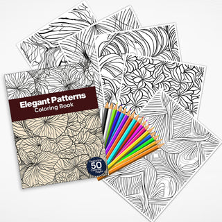 50 Elegant Patterns Printable Coloring Book For Kids & Adults (INSTANT DOWNLOAD)