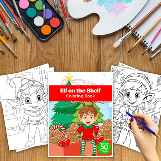 50 Elf On The Shelf Printable Coloring Pages For Kids & Adults (INSTANT DOWNLOAD)