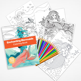 50 Enchanting Mermaid Printable Coloring Pages For Kids & Adults (INSTANT DOWNLOAD)