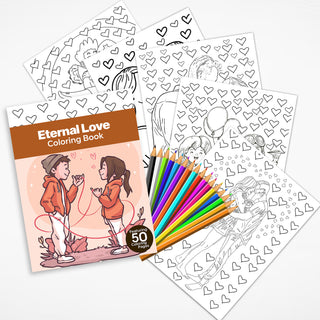 50 Eternal Love Printable Coloring Pages For Kids & Adults (INSTANT DOWNLOAD)