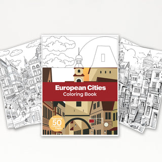 50 Stunning European City Printable Coloring Pages For Kids & Adults (INSTANT DOWNLOAD)