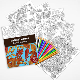 50 Falling Leaves Printable Coloring Pages For Kids & Adults (INSTANT DOWNLOAD)