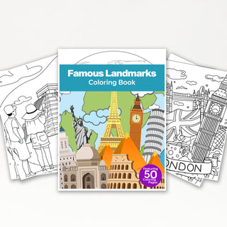 50 Famous Landmark Printable Coloring Pages For Kids & Adults (INSTANT DOWNLOAD)