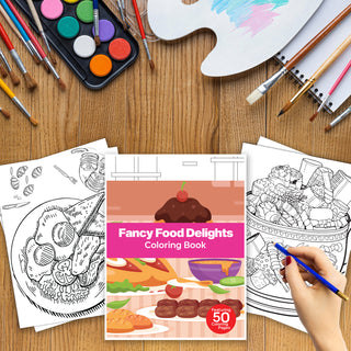 50 Fancy Food Delight Printable Coloring Pages For Kids & Adults (INSTANT DOWNLOAD)