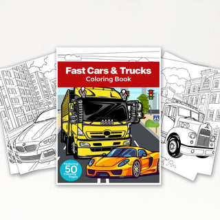 50 Fast Cars & Trucks Printable Coloring Pages For Kids & Adults (INSTANT DOWNLOAD)