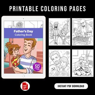 50 Father’s Day Printable Coloring Pages For Kids & Adults (INSTANT DOWNLOAD)