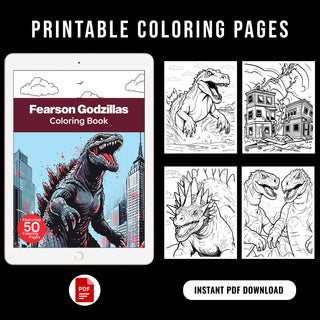 50 Godzilla Printable Coloring Pages For Kids & Adults (INSTANT DOWNLOAD)