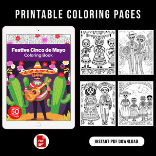 50 Festive Cinco De Mayo Printable Coloring Pages For Kids & Adults (INSTANT DOWNLOAD)