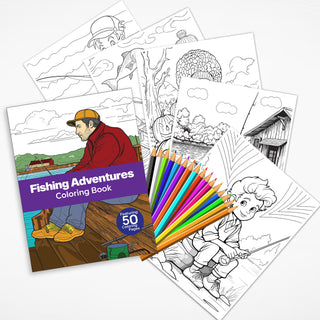 50 Fishing Adventure Printable Coloring Pages For Kids & Adults (INSTANT DOWNLOAD)