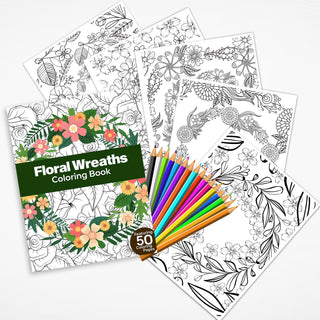 50 Floral Wreath Printable Coloring Pages For Kids & Adults (INSTANT DOWNLOAD)