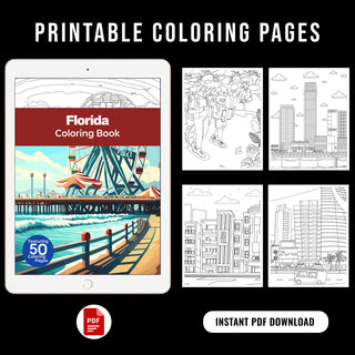 50 Vibrant Florida Printable Coloring Pages For Kids & Adults (INSTANT DOWNLOAD)