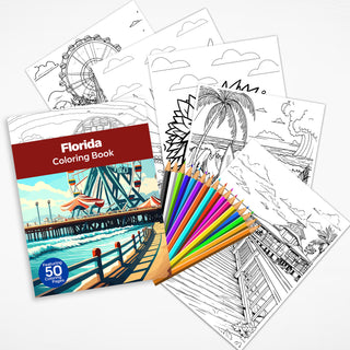 50 Vibrant Florida Printable Coloring Pages For Kids & Adults (INSTANT DOWNLOAD)