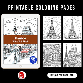 50 Mesmerizing France Printable Coloring Pages For Kids & Adults (INSTANT DOWNLOAD)