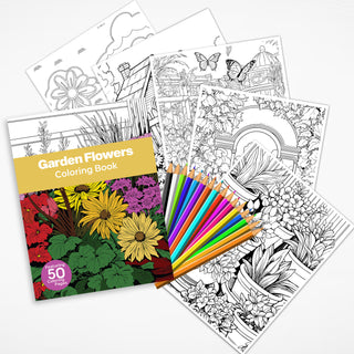 50 Garden Flower Printable Coloring Pages For Kids & Adults (INSTANT DOWNLOAD)