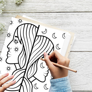 50 Gracious Gemini Printable Coloring Pages For Kids & Adults (INSTANT DOWNLOAD)