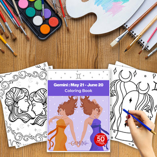 50 Gracious Gemini Printable Coloring Pages For Kids & Adults (INSTANT DOWNLOAD)