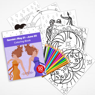 50 Gracious Gemini Printable Coloring Pages For Kids & Adults (INSTANT DOWNLOAD)