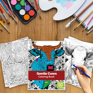Gentle Cows Printable Coloring Pages For Kids & Adults (INSTANT DOWNLOAD)