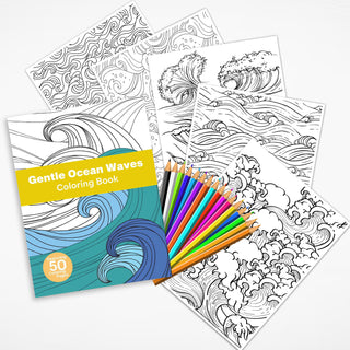 50 Gentle Ocean Wave Printable Coloring Pages For Kids & Adults (INSTANT DOWNLOAD)