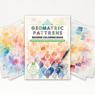 50 Geometric Patterns Printable Reverse Coloring Pages For Kids And Adults [INSTANT DOWNLOAD]