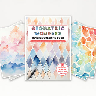 50 Geometric Wonders Printable Reverse Coloring Pages For Kids And Adults [INSTANT DOWNLOAD]